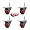 Service Caster 3 Inch Red Polyurethane Swivel 58 Inch Threaded Stem Caster Set with Total Lock Brake SCC-TSTTL20S314-PPUB-RED-58212-4 - alternate 3